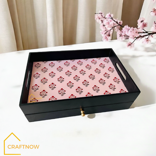 Rectangular Wooden Trays with Chest of Drawer