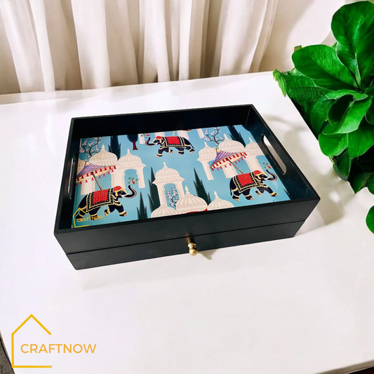 Rectangular Wooden Trays with Chest of Drawer