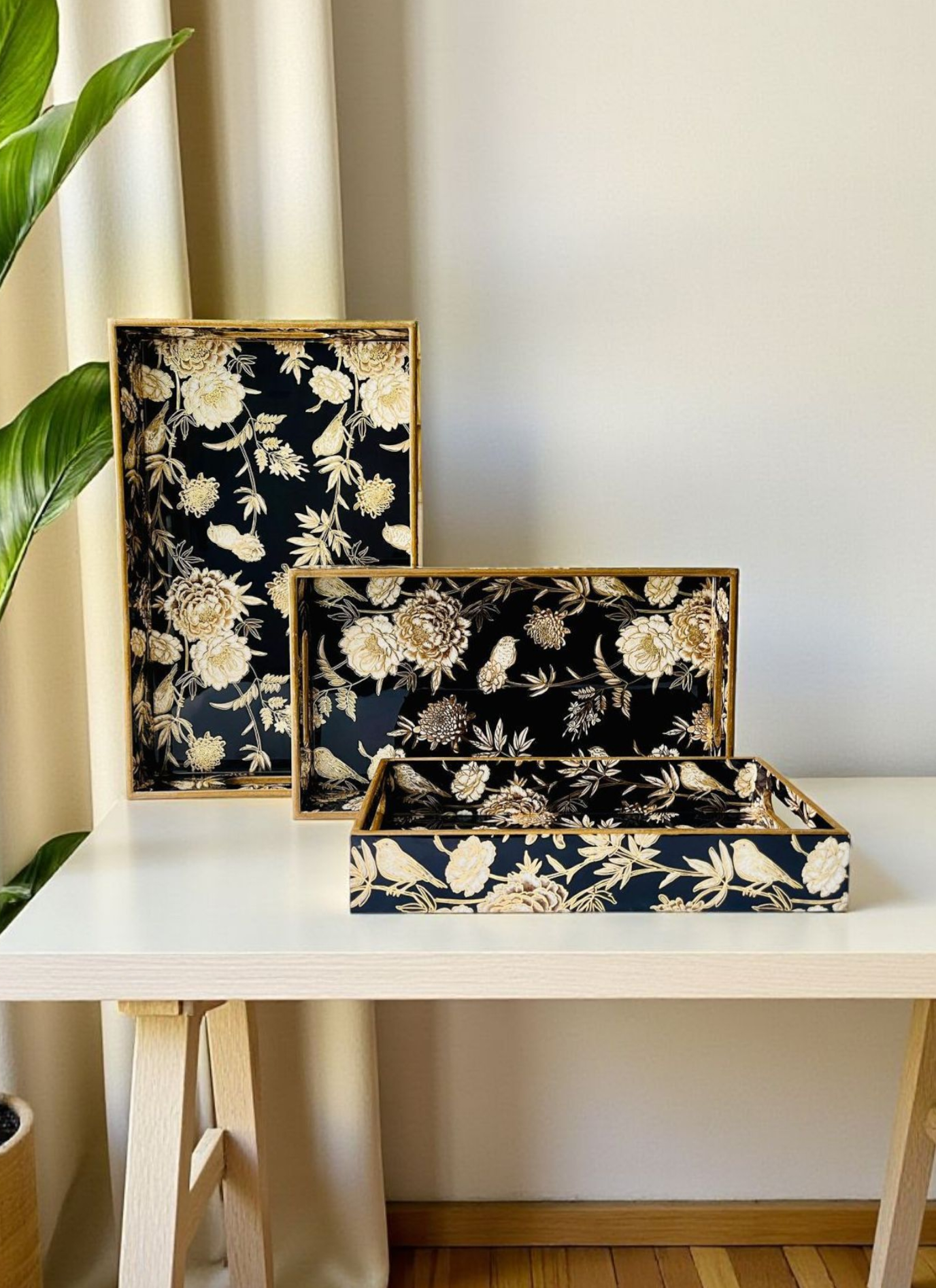 Premium Wooden Serving Tray Set of 3