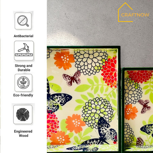 Premium Wooden Square Tray Set of 2