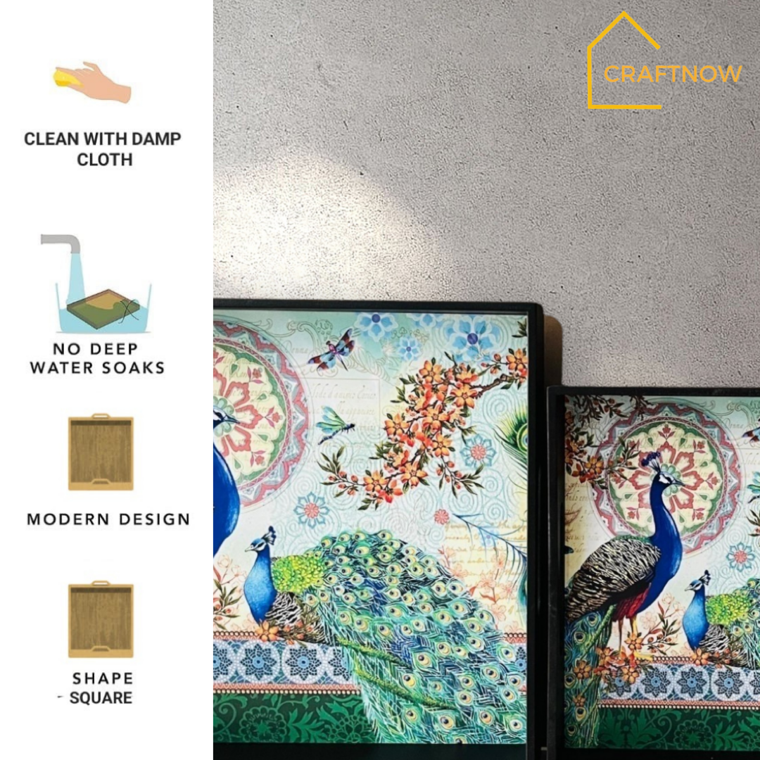 Premium Wooden Square Tray Set of 3