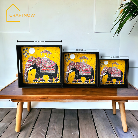 Premium Wooden Square Tray Set of 3