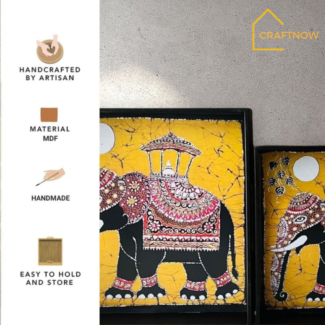 Premium Wooden Square Tray Set of 3