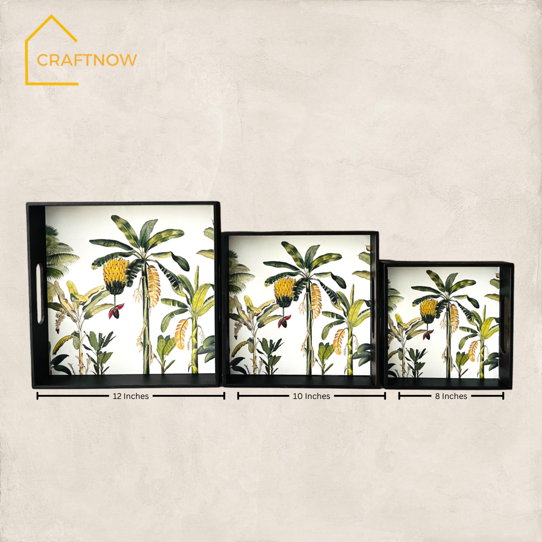 Premium Wooden Square Tray Set of 3