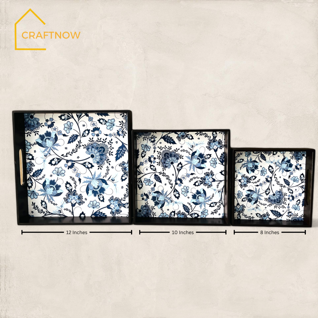 Premium Wooden Square Tray Set of 3