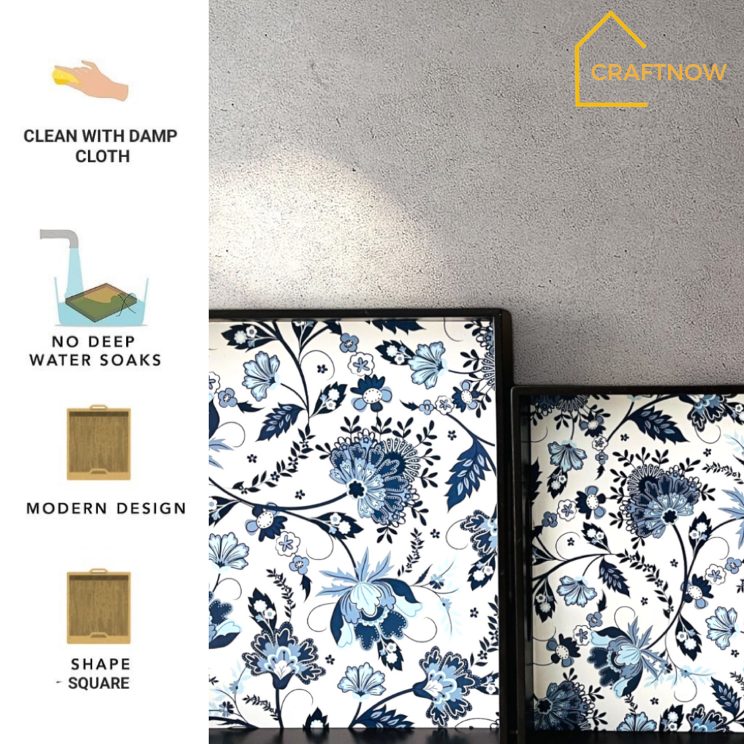 Premium Wooden Square Tray Set of 3