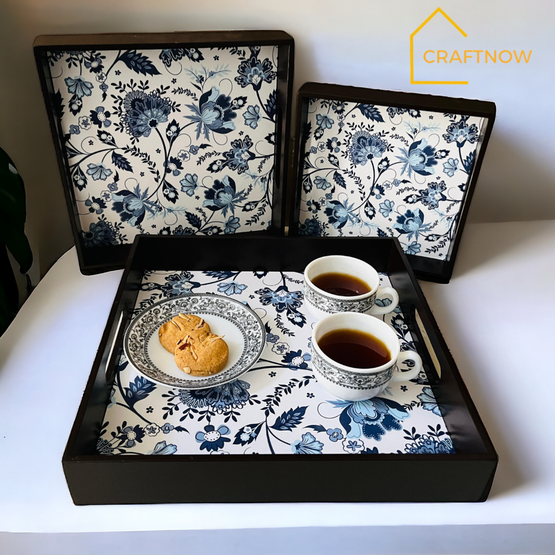 Premium Wooden Square Tray Set of 3