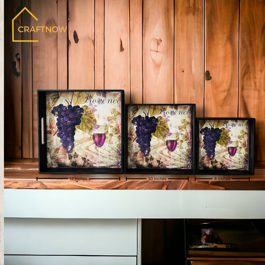 Premium Wooden Square Tray Set of 3