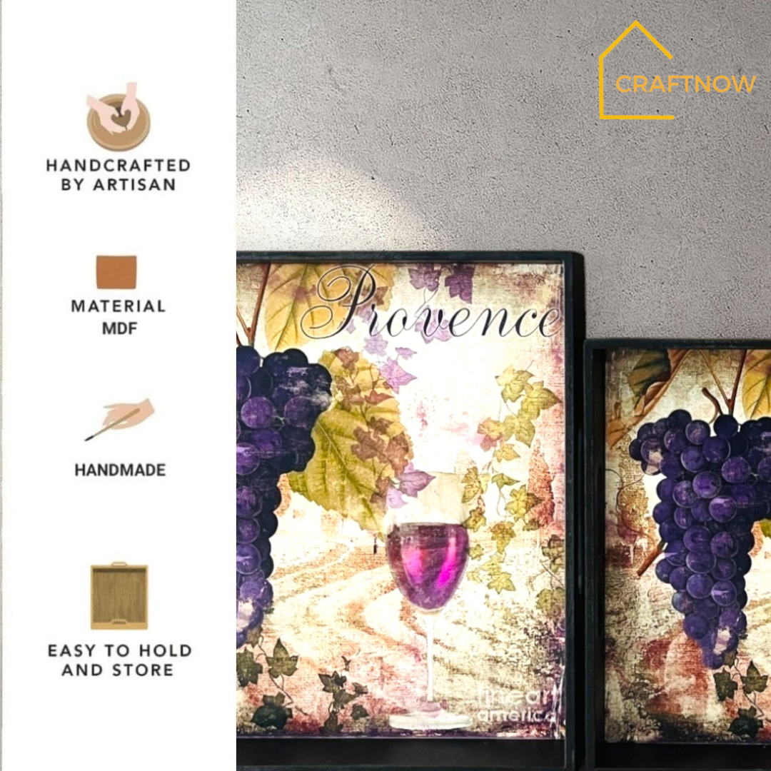 Premium Wooden Square Tray Set of 3