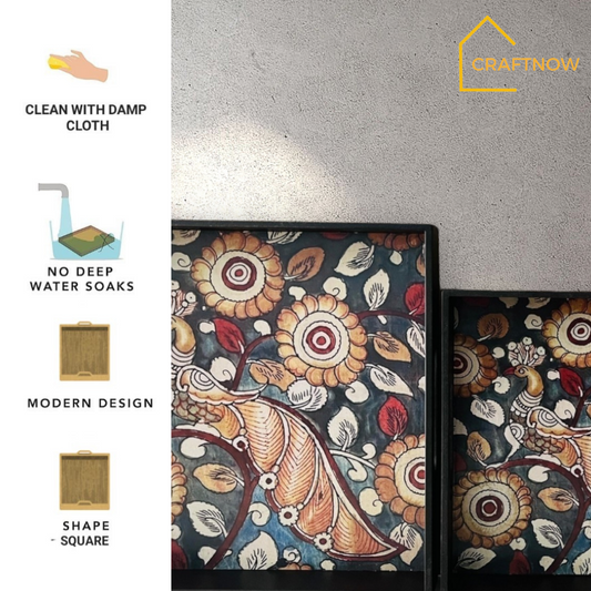 Premium Wooden Square Tray Set of 3