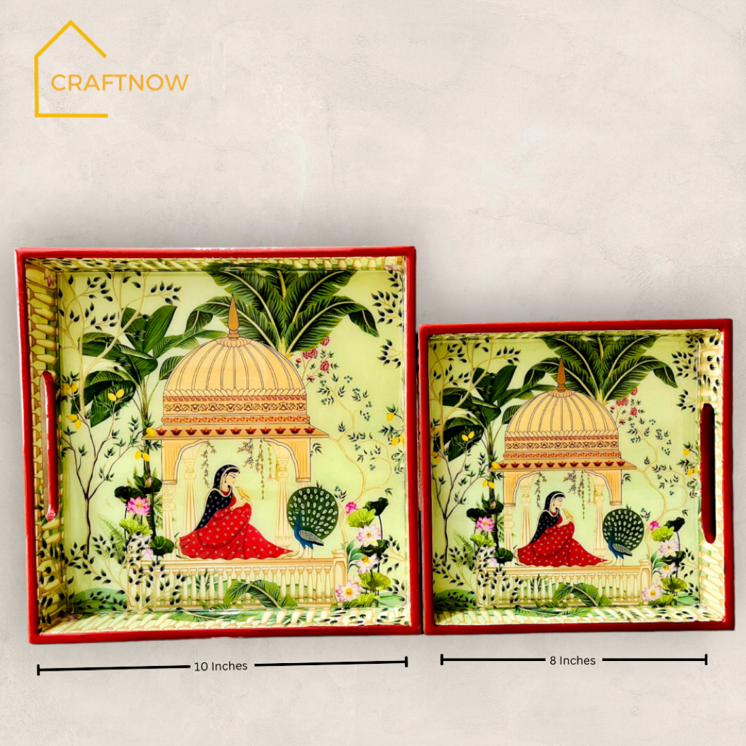 Premium Wooden Square Tray Set of 2