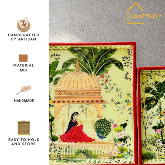 Premium Wooden Square Tray Set of 2