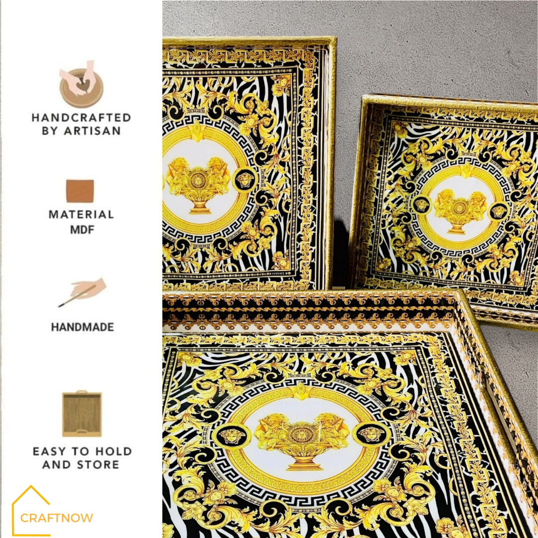 Premium Wooden Square Tray Set of 3