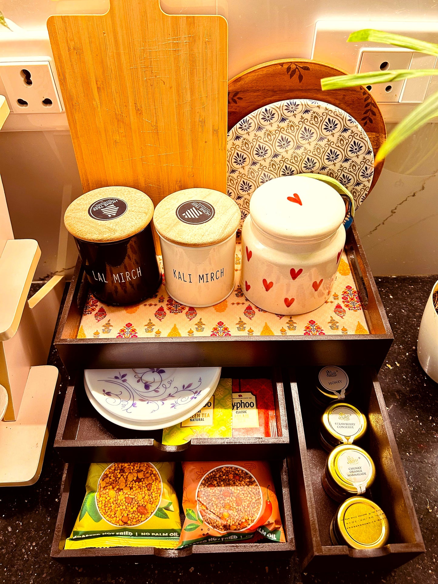 Rectangular Wooden Trays with Chest of Drawer