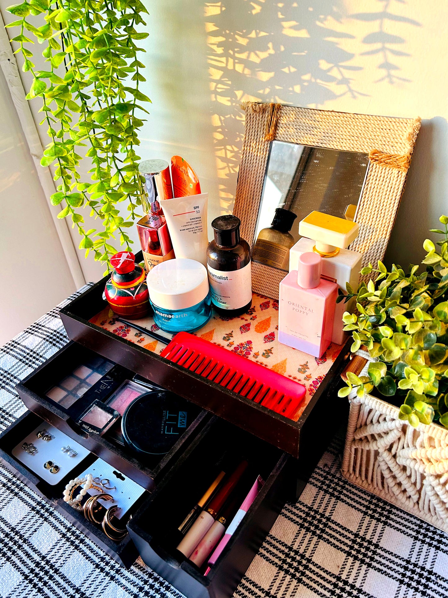Rectangular Wooden Trays with Chest of Drawer