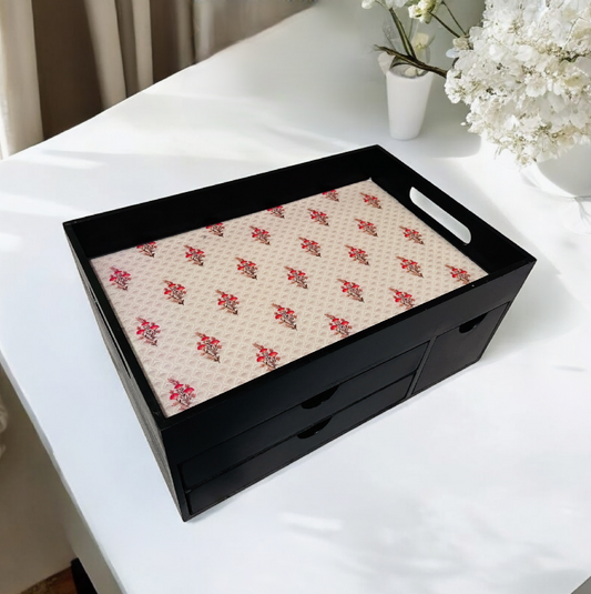 Rectangular Wooden Trays with Chest of Drawer