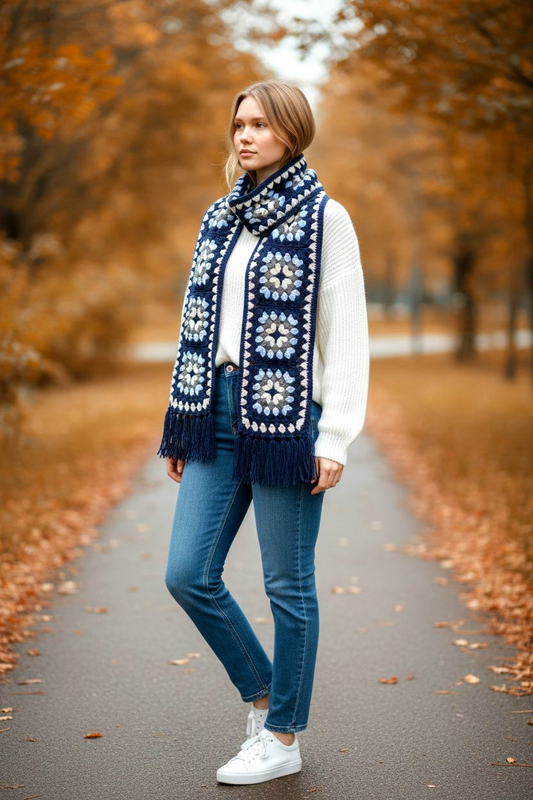Cozy Granny Square Mufflar❄️🧣
