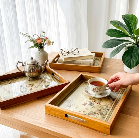Premium Teakwood Serving Tray Set of 2