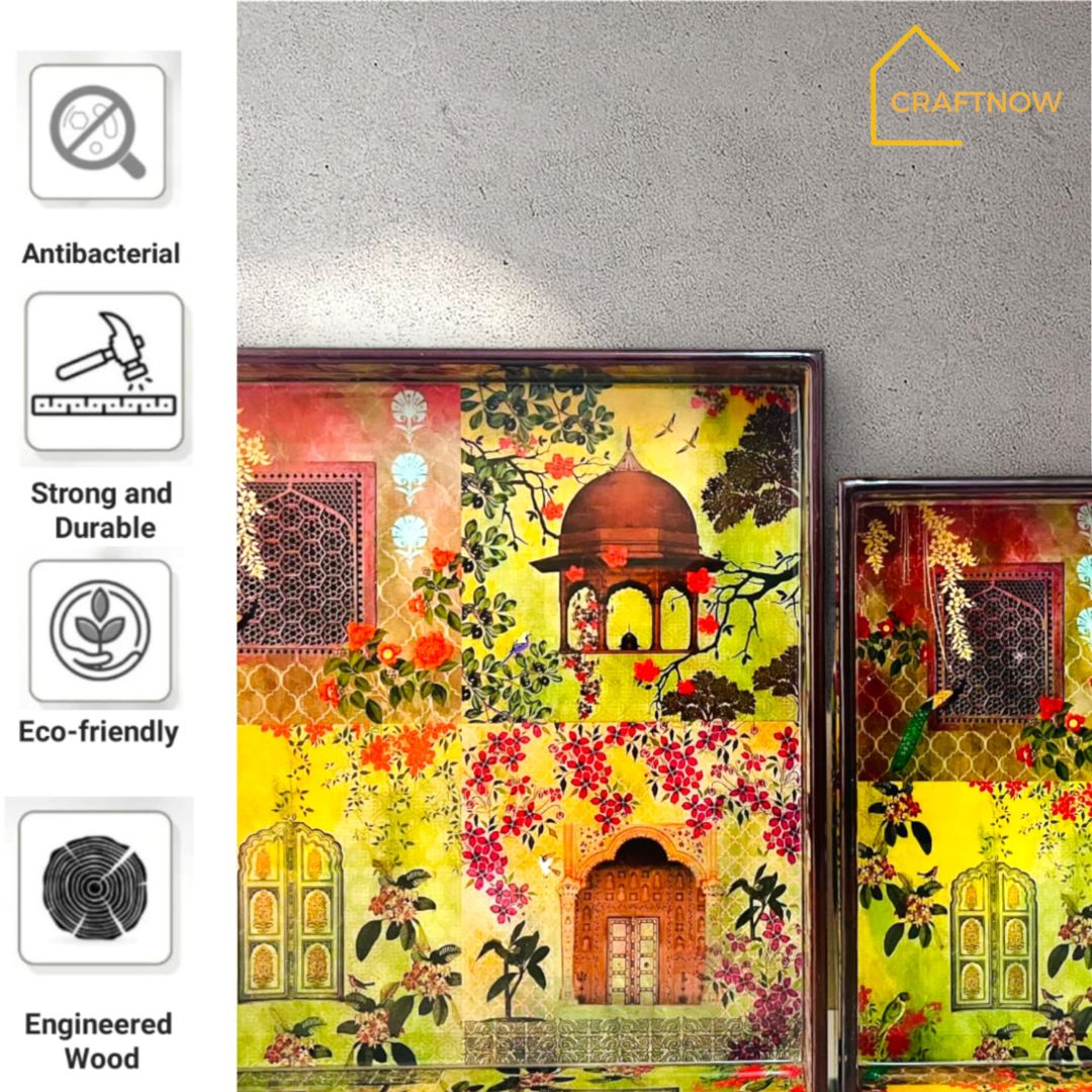 Premium Wooden Square Tray Set of 2