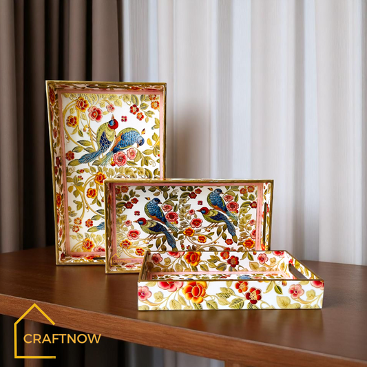 Premium Wooden Serving Tray Set of 3