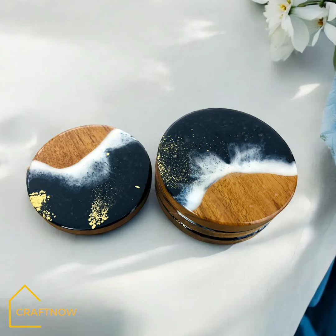 Ocean theme wooden coasters
