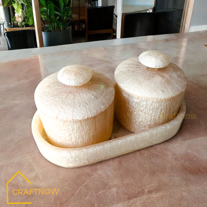 Air-tight Resin Jar Set of 2 with Tray