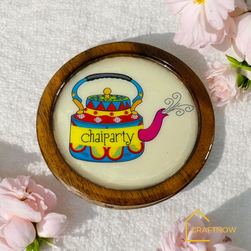 Wooden Coasters Set of 4 with Holder