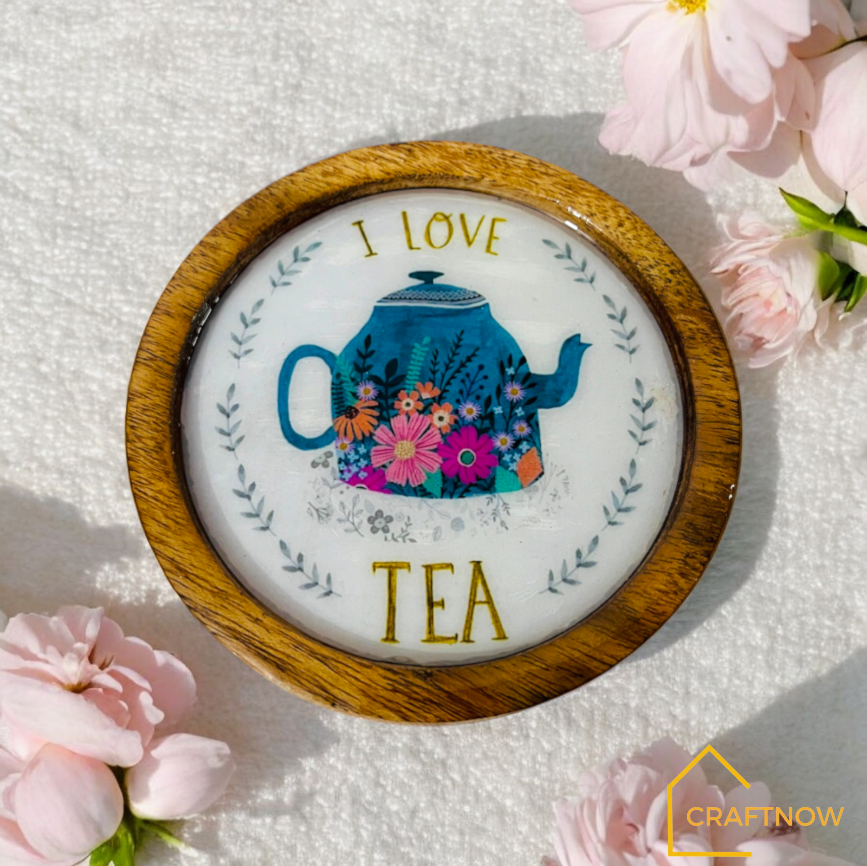Wooden Coasters Set of 4 with Holder