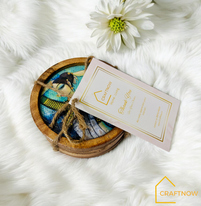 Premium Wooden Coasters Set of 4 with Holder