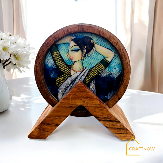 Premium Wooden Coasters Set of 4 with Holder
