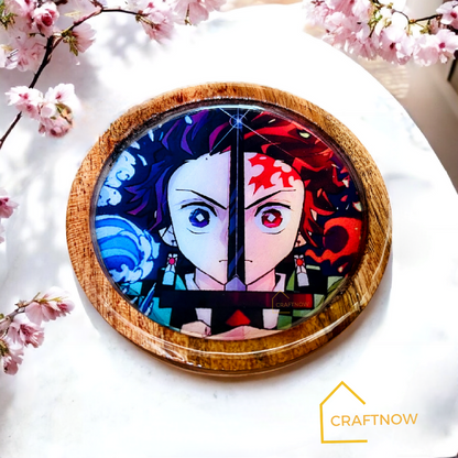 Premium Wooden Coasters Set of 6 with Holder