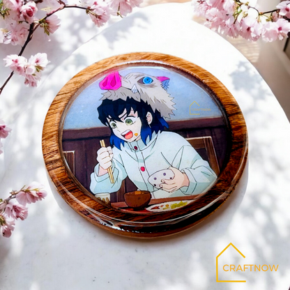 Premium Wooden Coasters Set of 6 with Holder
