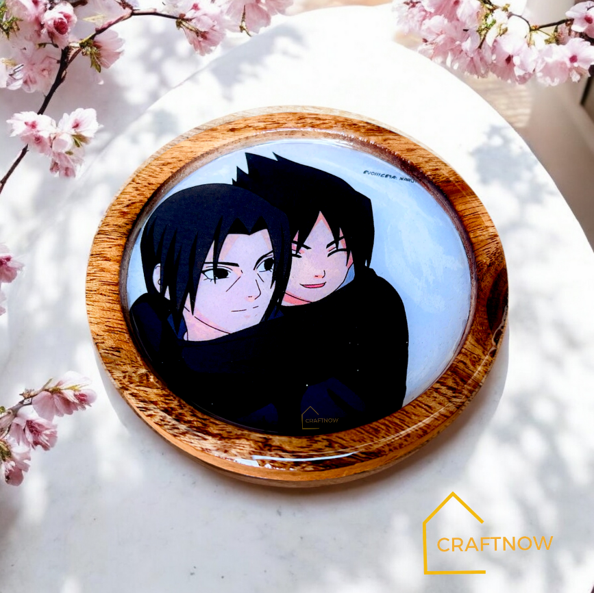 Premium Wooden Coasters Set of 6 with Holder