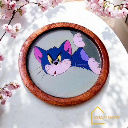 Premium Wooden Coasters Set of 6 with Holder
