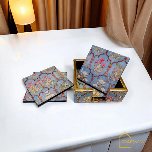 Wooden Coasters Set of 6 with Holder