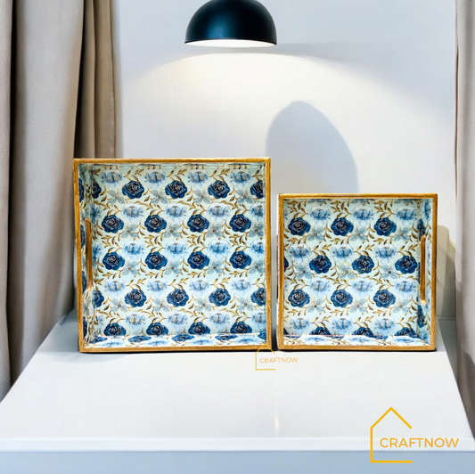 Premium Wooden Square Tray Set of 2