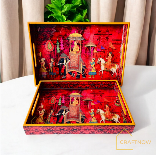 Premium Wooden Serving Tray Set of 2