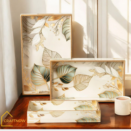 Premium Wooden Serving Tray Set of 3