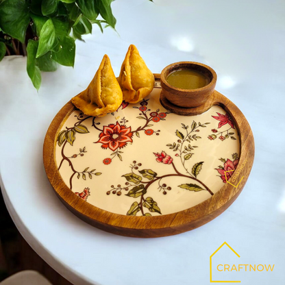 Wooden Serving Platter with a Bowl