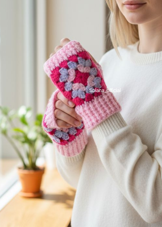 Cozy Granny Square Gloves