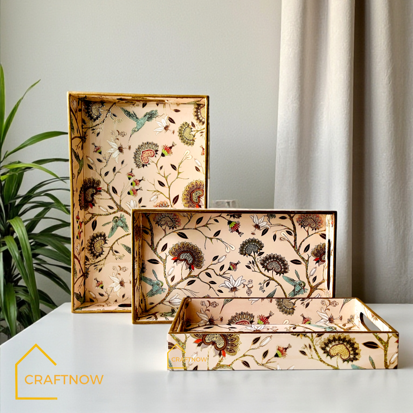 Premium Wooden Serving Tray Set of 3