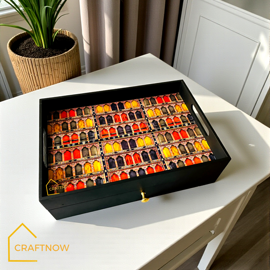 Rectangular Wooden Trays with Chest of Drawer