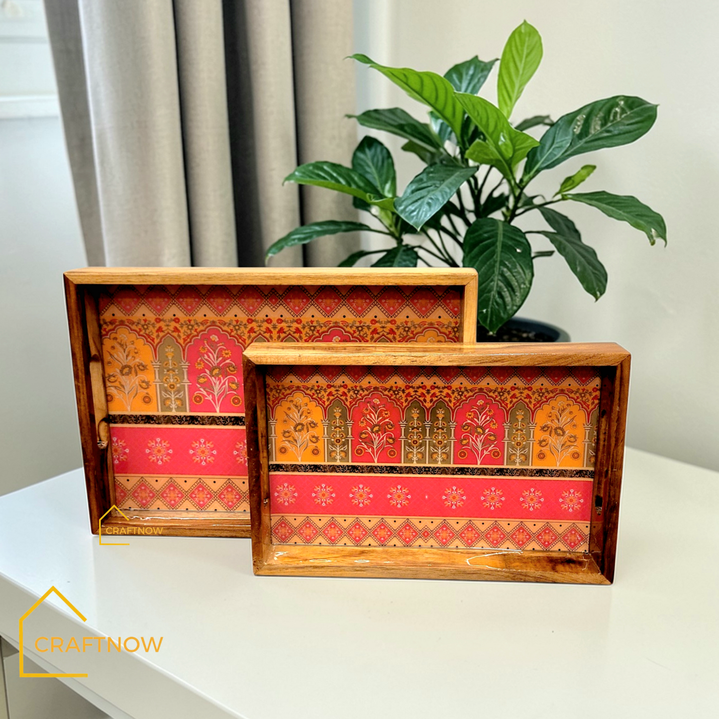 Premium Teakwood Serving Tray Set of 2