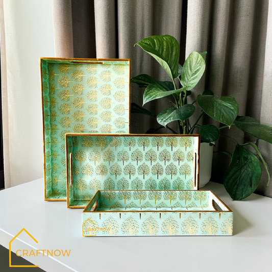 Premium Wooden Serving Tray Set of 3