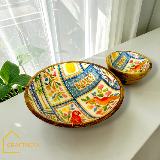 Premium Wooden Serving Bowl Set of 2