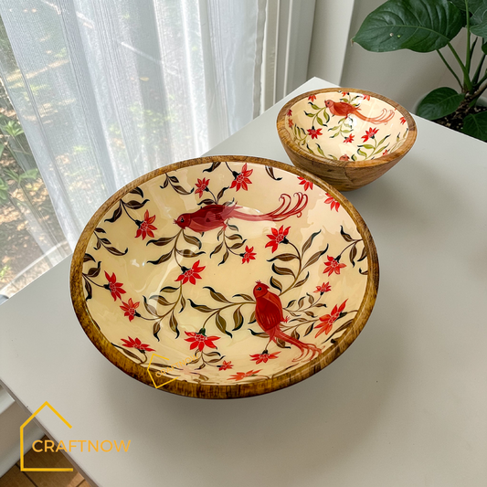 Premium Wooden Serving Bowl Set of 2