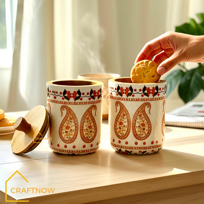 Premium Wooden Air Tight Jar Set of 2