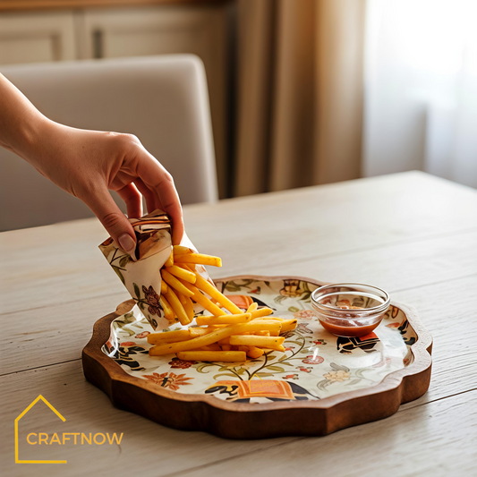 Premium Wooden Serving Lotus Edge Platter