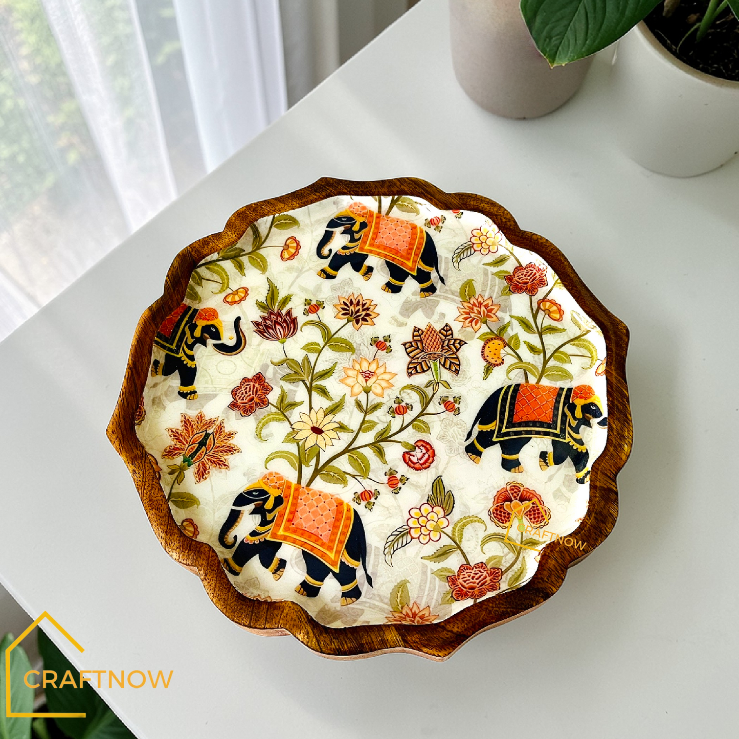 Premium Wooden Serving Lotus Edge Platter