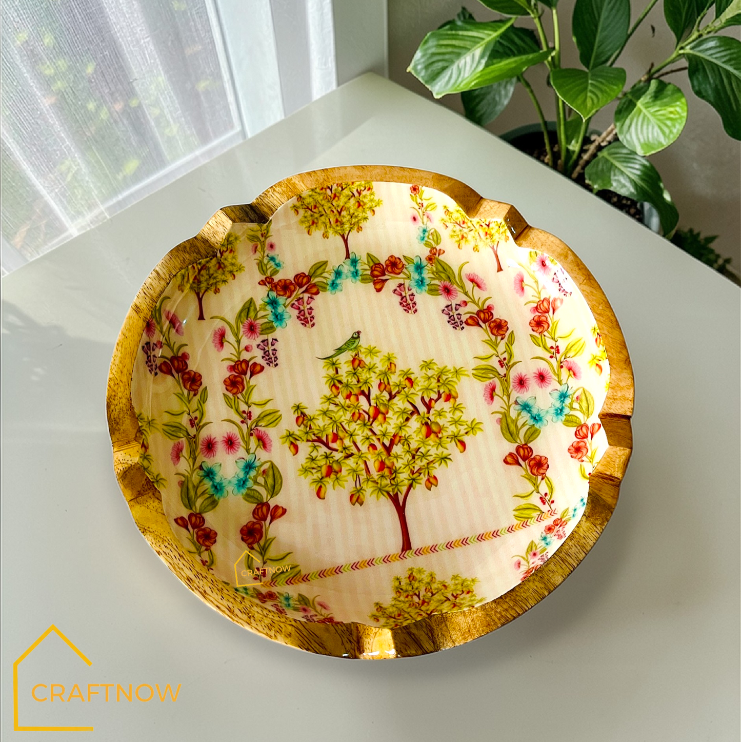 Premium Wooden Serving Lotus Edge Platter